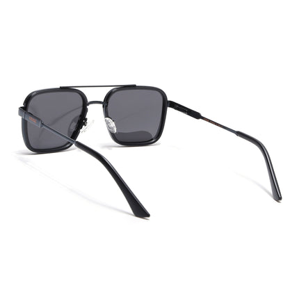 Square Polarized Sunglasses for Men & Women (Black Lens | Black Frame - VOYLB09-C1)