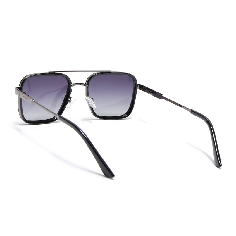 Square Polarized Sunglasses for Men & Women (Grey & Clear Lens | Grey & Black Frame - VOYLB09-C2)