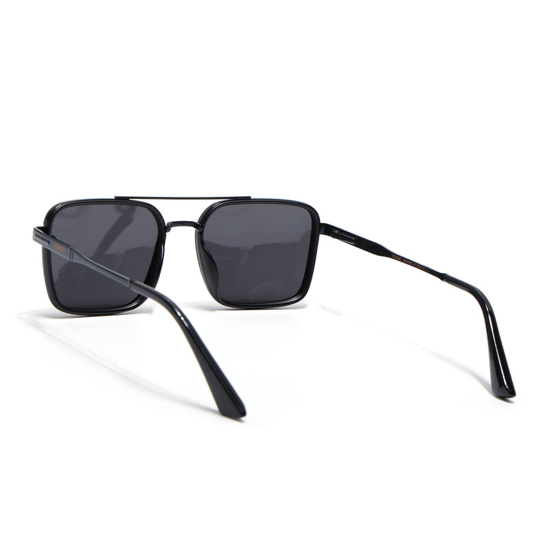 Square Polarized Sunglasses for Men & Women (Black Lens | Black Frame - VOYLB10-C1)