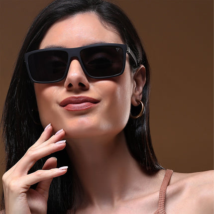 Dunk Matte Black Wayfarer Polarized Sunglasses | Black Lens - PMG5250