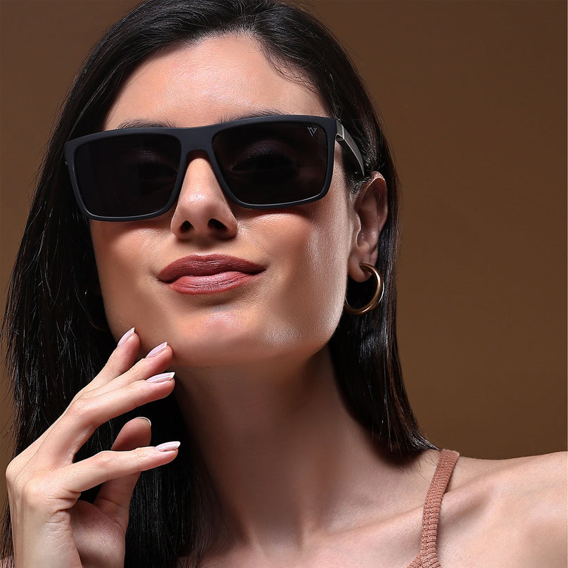 Dunk Matte Black Wayfarer Polarized Sunglasses | Black Lens - PMG5250