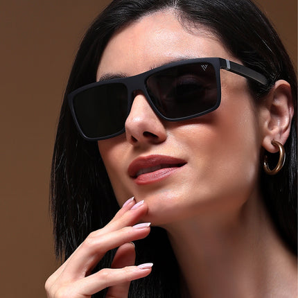 Dunk Matte Black Wayfarer Polarized Sunglasses | Black Lens - PMG5250
