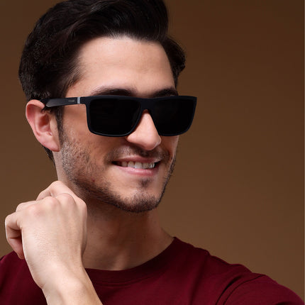 Dunk Matte Black Wayfarer Polarized Sunglasses | Black Lens - PMG5250