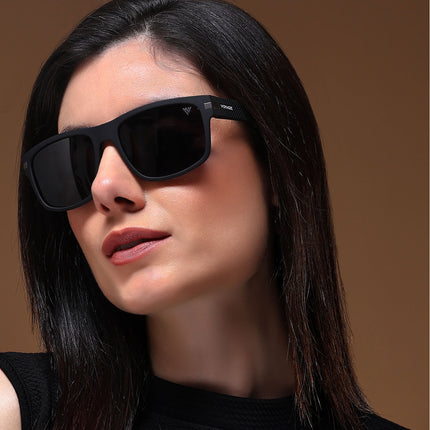 Dunk Matte Black Wayfarer Polarized Sunglasses | Black Lens  - PMG5251