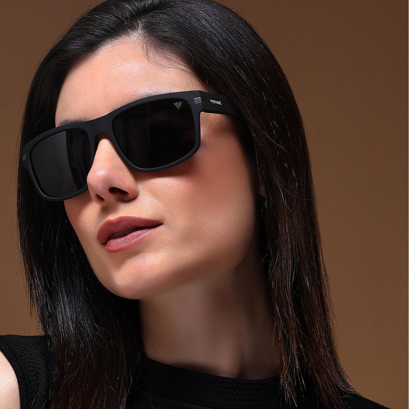 Dunk Matte Black Wayfarer Polarized Sunglasses | Black Lens  - PMG5251