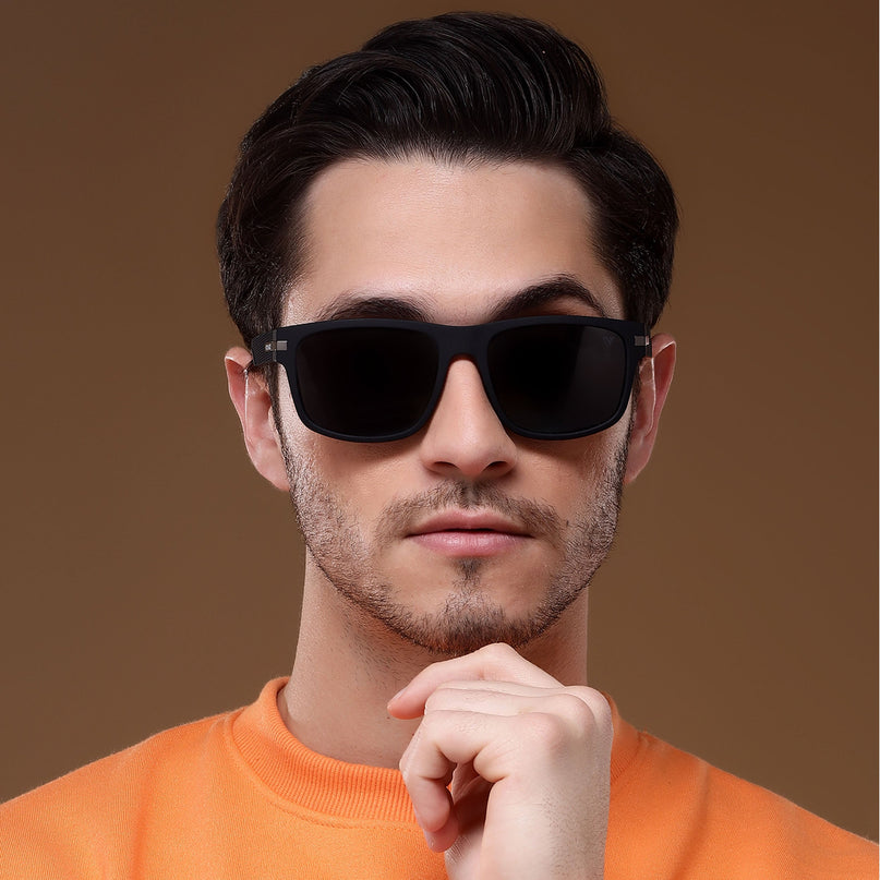 Dunk Matte Black Wayfarer Polarized Sunglasses | Black Lens  - PMG5251