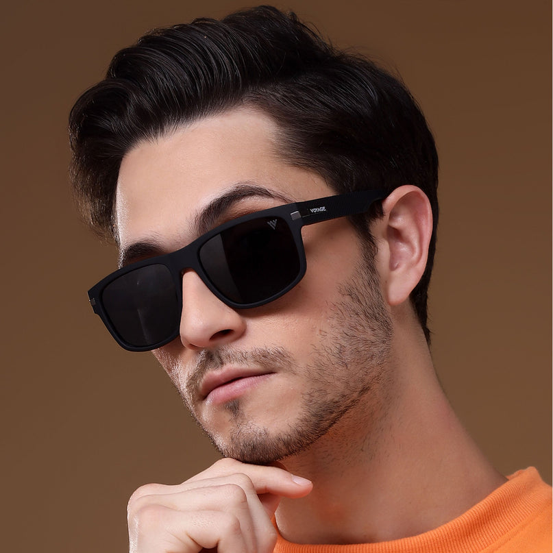 Dunk Matte Black Wayfarer Polarized Sunglasses | Black Lens  - PMG5251