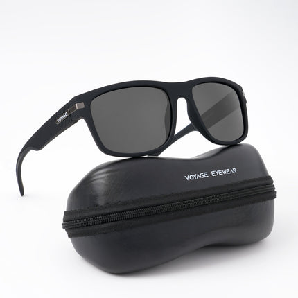 Dunk Matte Black Wayfarer Polarized Sunglasses | Black Lens  - PMG5251