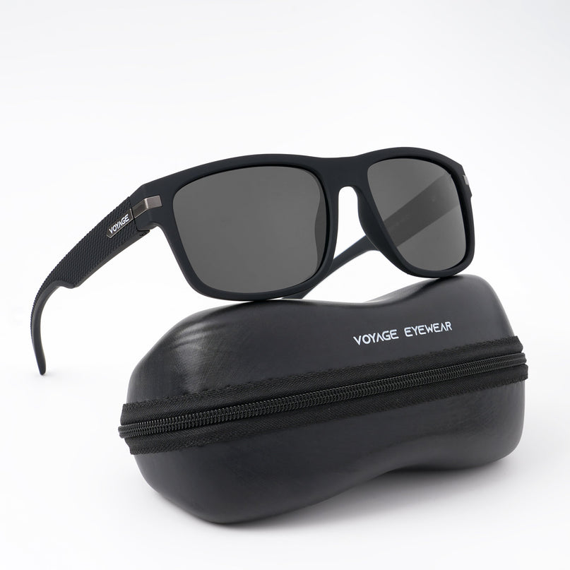 Dunk Matte Black Wayfarer Polarized Sunglasses | Black Lens  - PMG5251