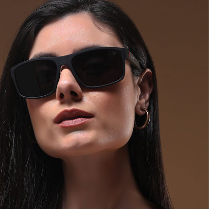 Dunk Matte Black Wayfarer Polarized Sunglasses | Black Lens - PMG5252