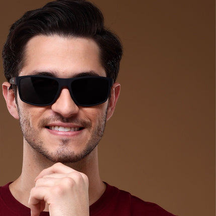 Dunk Matte Black Wayfarer Polarized Sunglasses | Black Lens - PMG5252