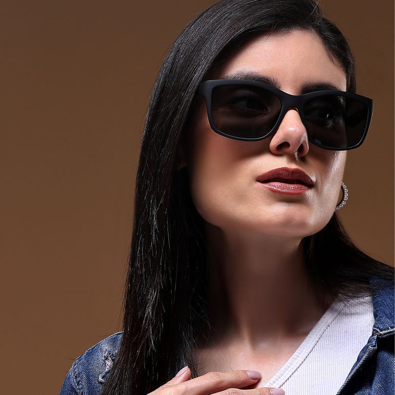 Dunk Matte Black Wayfarer Polarized Sunglasses | Black Lens - PMG5253