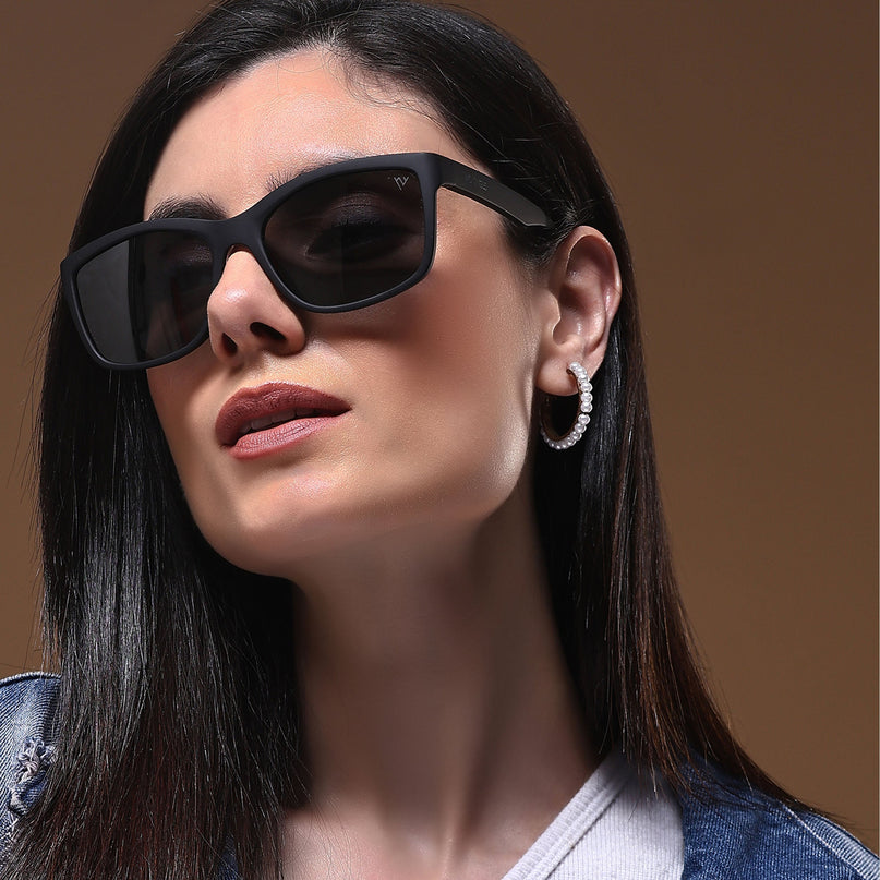 Dunk Matte Black Wayfarer Polarized Sunglasses | Black Lens - PMG5253