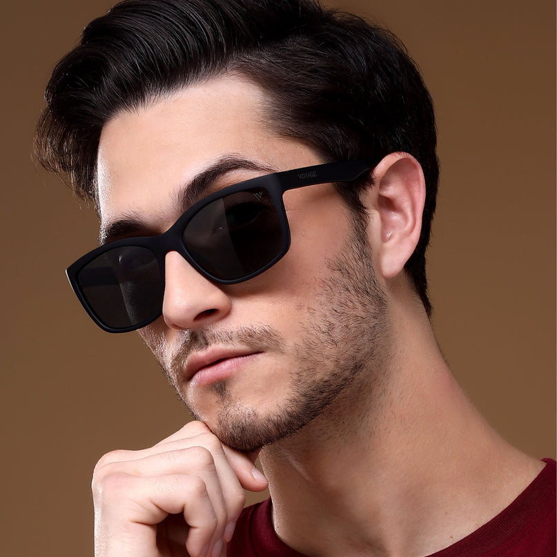 Dunk Matte Black Wayfarer Polarized Sunglasses | Black Lens - PMG5253