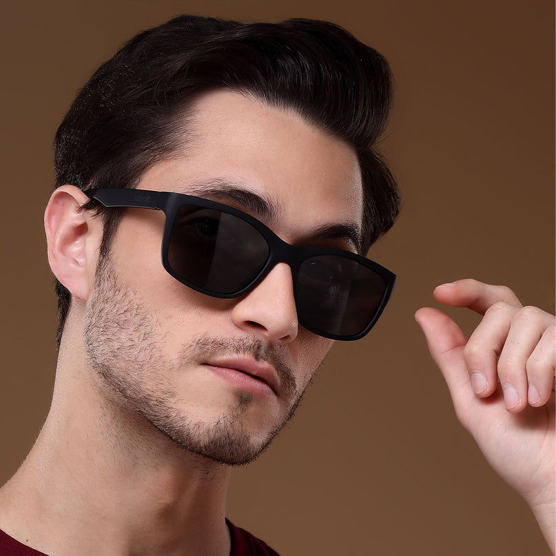 Dunk Matte Black Wayfarer Polarized Sunglasses | Black Lens - PMG5253