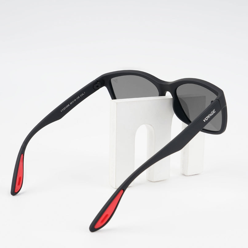 Dunk Matte Black Wayfarer Polarized Sunglasses | Black Lens - PMG5253