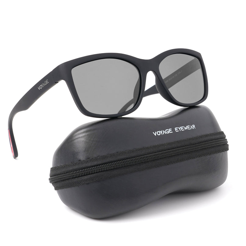 Dunk Matte Black Wayfarer Polarized Sunglasses | Black Lens - PMG5253