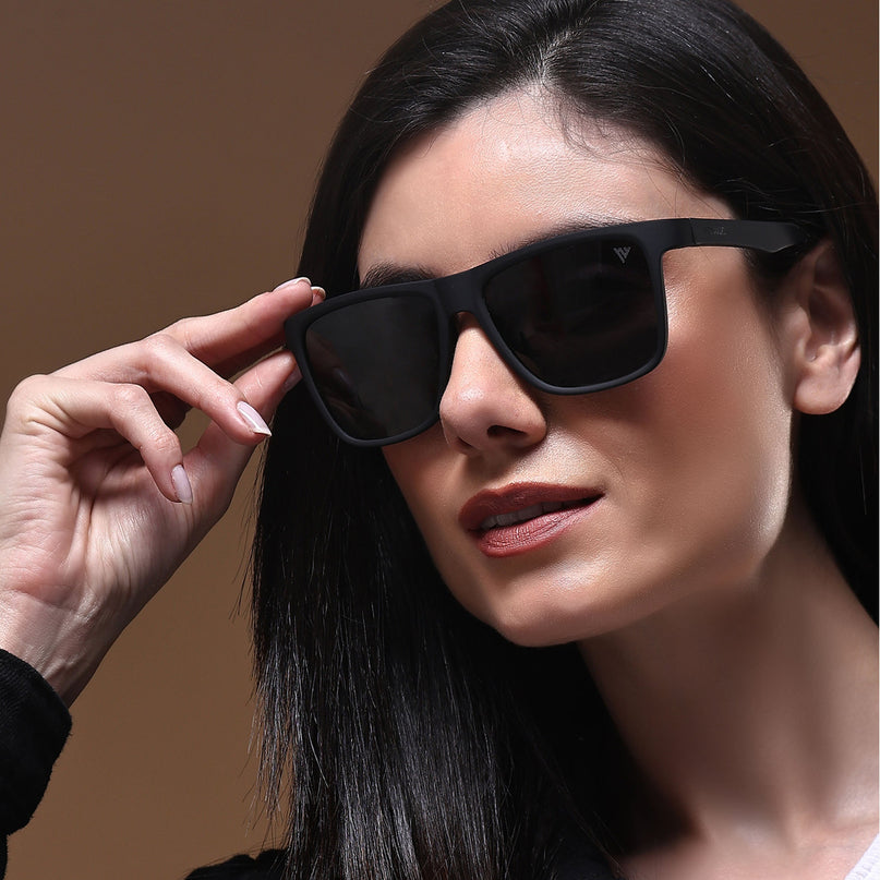 Dunk Matte Black Wayfarer Polarized Sunglasses | Black Lens - PMG5254