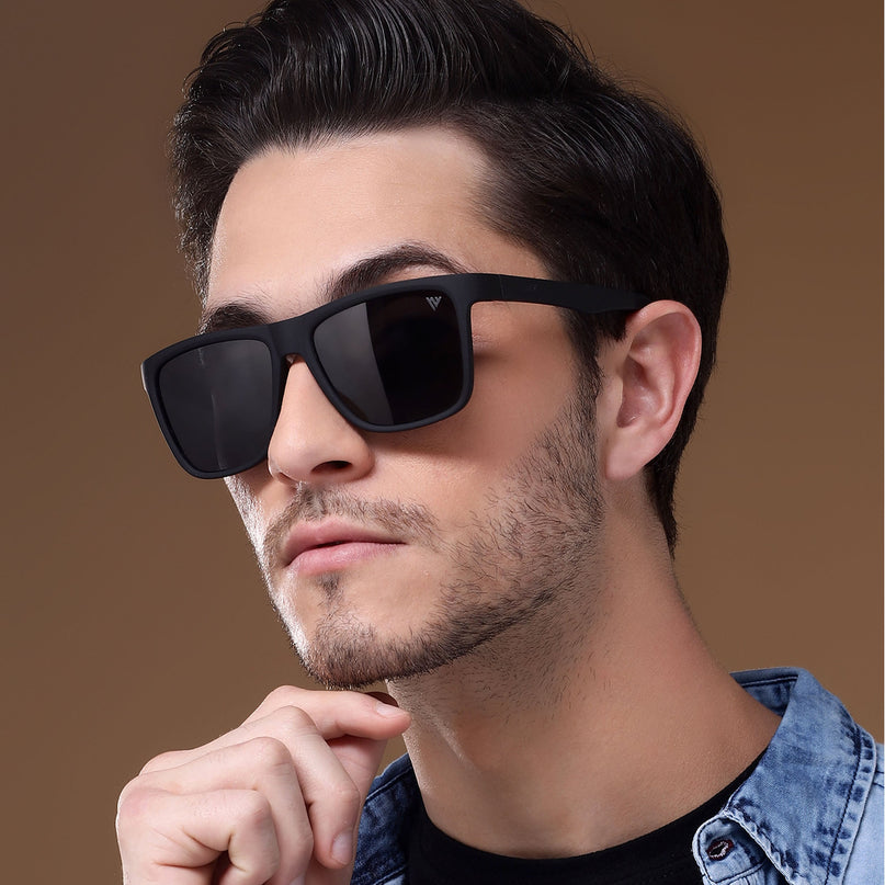 Dunk Matte Black Wayfarer Polarized Sunglasses | Black Lens - PMG5254