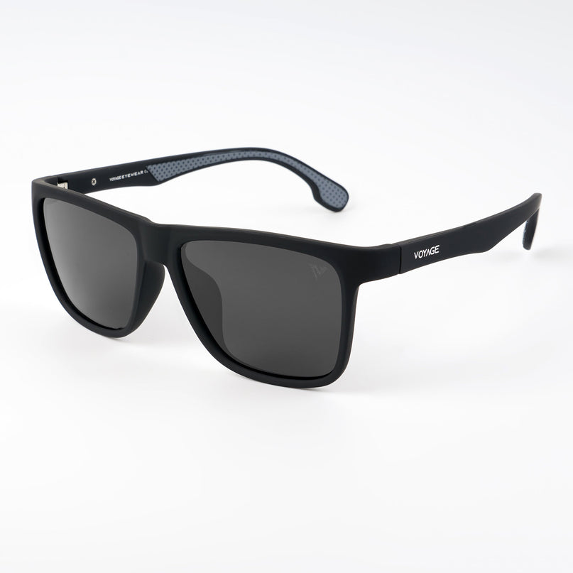 Dunk Matte Black Wayfarer Polarized Sunglasses | Black Lens - PMG5254