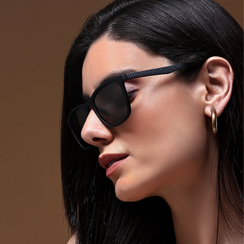 Dunk Matte Black Wayfarer Polarized Sunglasses | Black Lens - PMG5255
