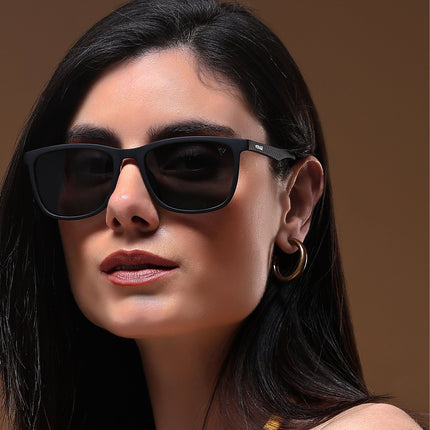 Dunk Matte Black Wayfarer Polarized Sunglasses | Black Lens - PMG5255
