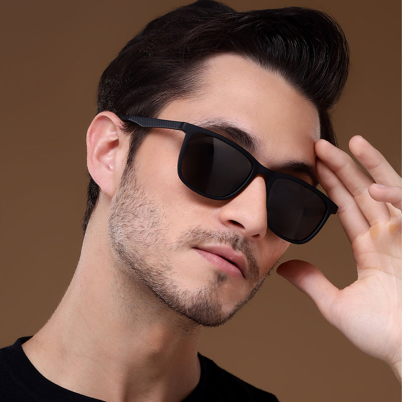 Dunk Matte Black Wayfarer Polarized Sunglasses | Black Lens - PMG5255