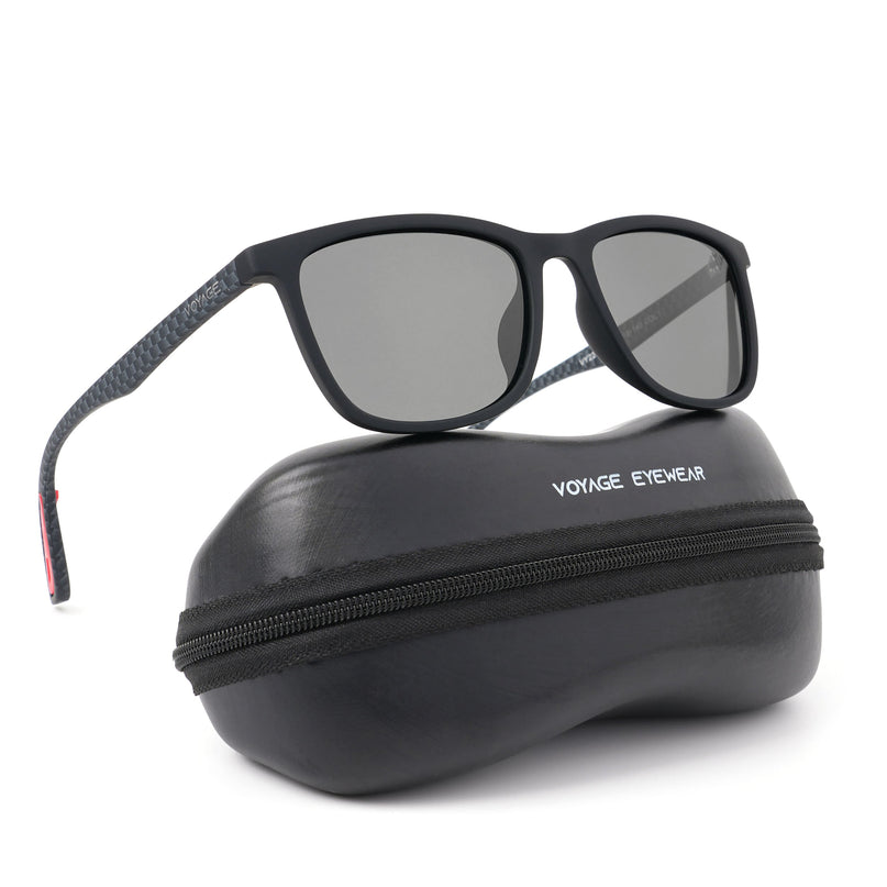 Dunk Matte Black Wayfarer Polarized Sunglasses | Black Lens - PMG5255