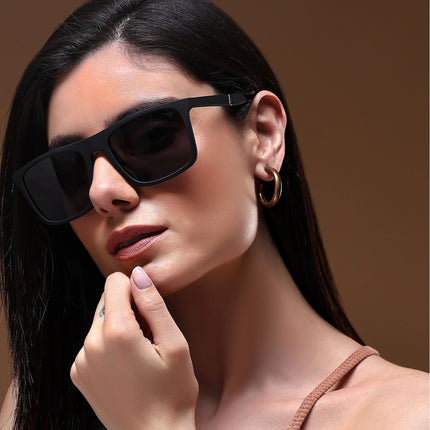 Dunk Matte Black Wayfarer Polarized Sunglasses | Black Lens - PMG5256