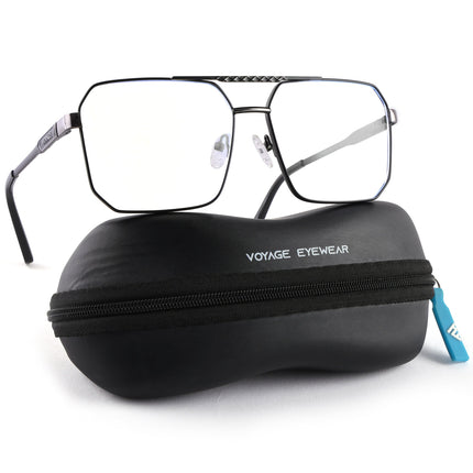 Voyage Exclusive Black & Grey Wayfarer Eyeglasses for Men & Women - MG5318-C2