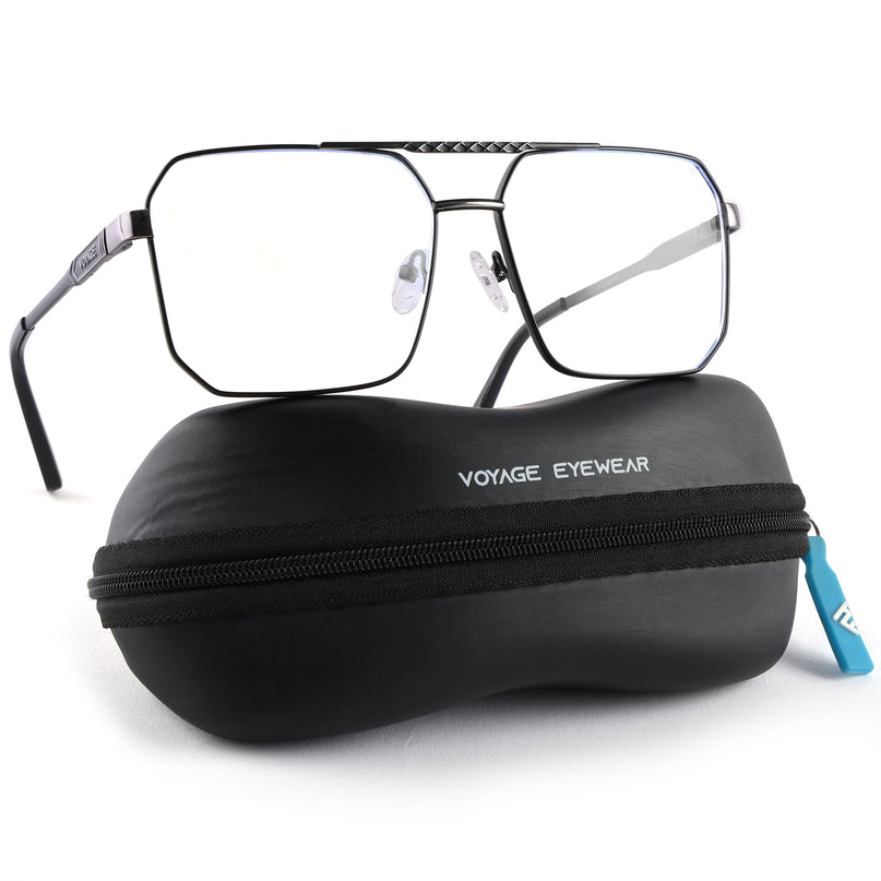 Voyage Exclusive Black & Grey Wayfarer Eyeglasses for Men & Women - MG5318-C2