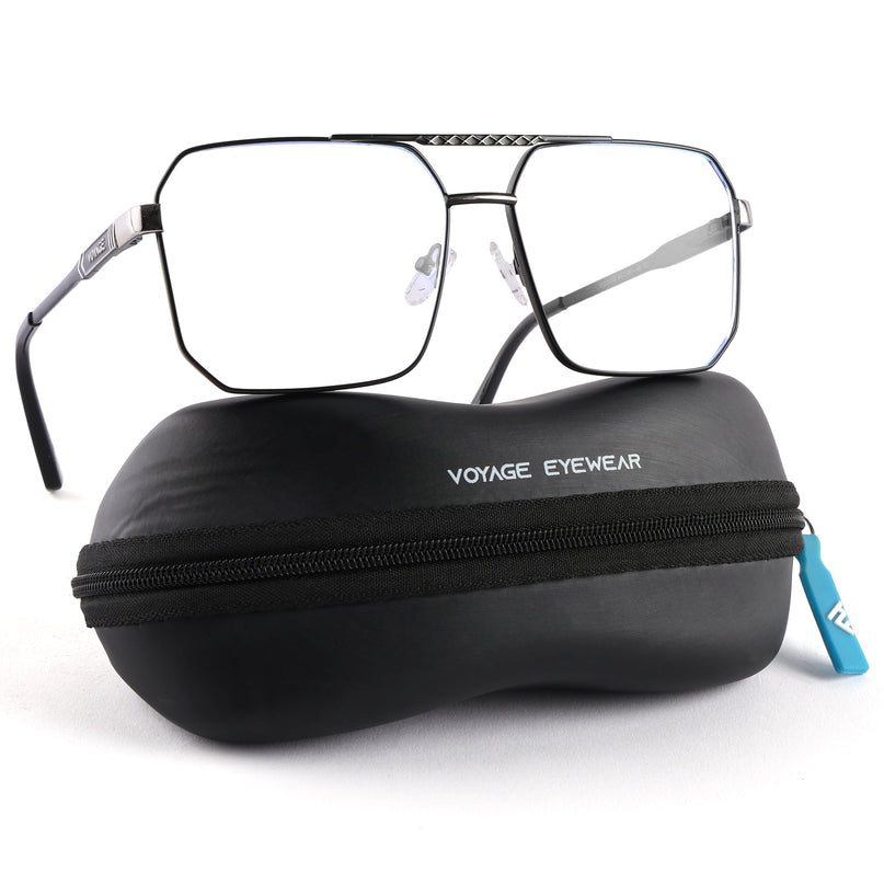 Voyage Exclusive Black & Silver Wayfarer Eyeglasses for Men & Women - MG5319-C3