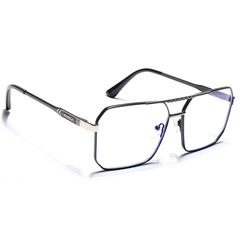 Voyage Exclusive Black & Silver Wayfarer Eyeglasses for Men & Women - MG5319-C3