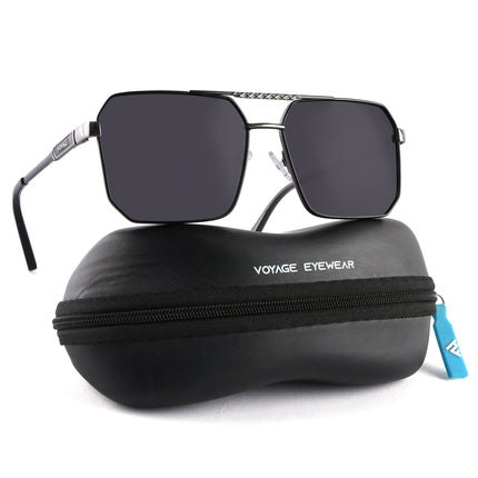 Wayfarer Polarized Sunglasses (Black Lens | Black & Silver Frame - PMG5301)