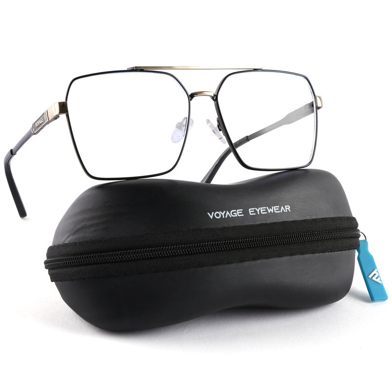 Voyage Exclusive Black & Golden Wayfarer Eyeglasses for Men & Women - MG5320-C1