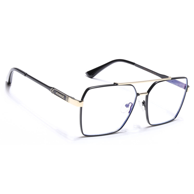 Voyage Exclusive Black & Golden Wayfarer Eyeglasses for Men & Women - MG5320-C1