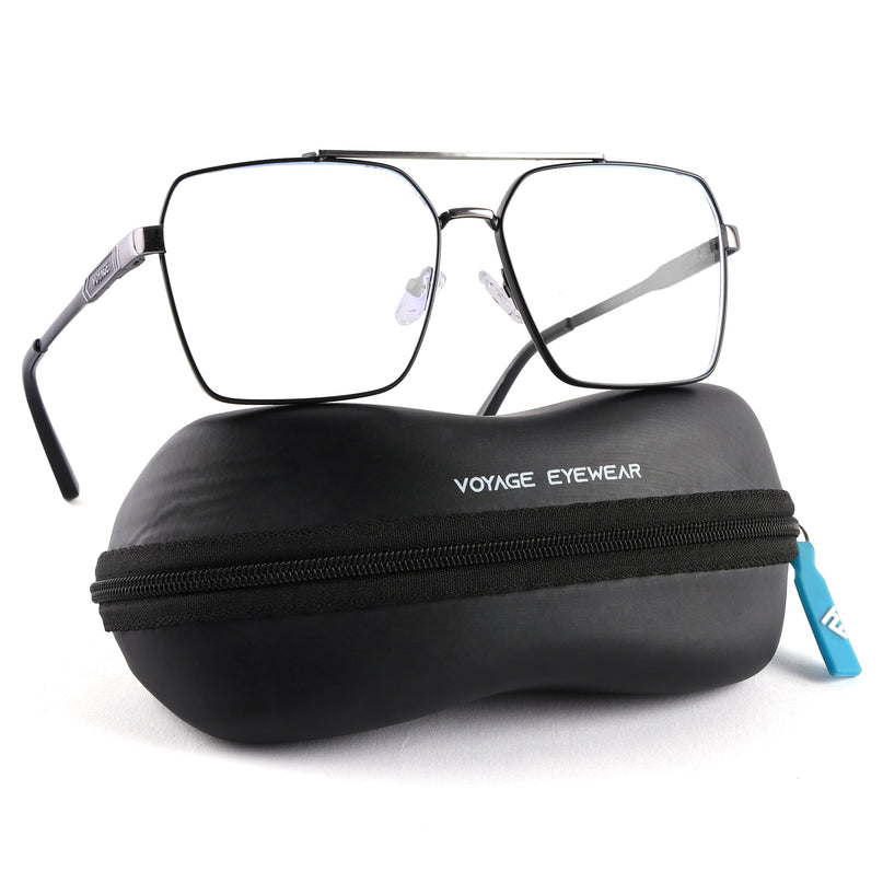 Voyage Exclusive Black & Grey Wayfarer Eyeglasses for Men & Women - MG5321-C2