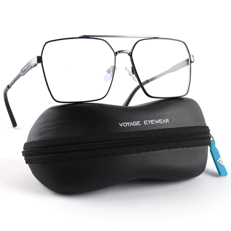 Voyage Exclusive Black & Silver Wayfarer Eyeglasses for Men & Women - MG5322-C3