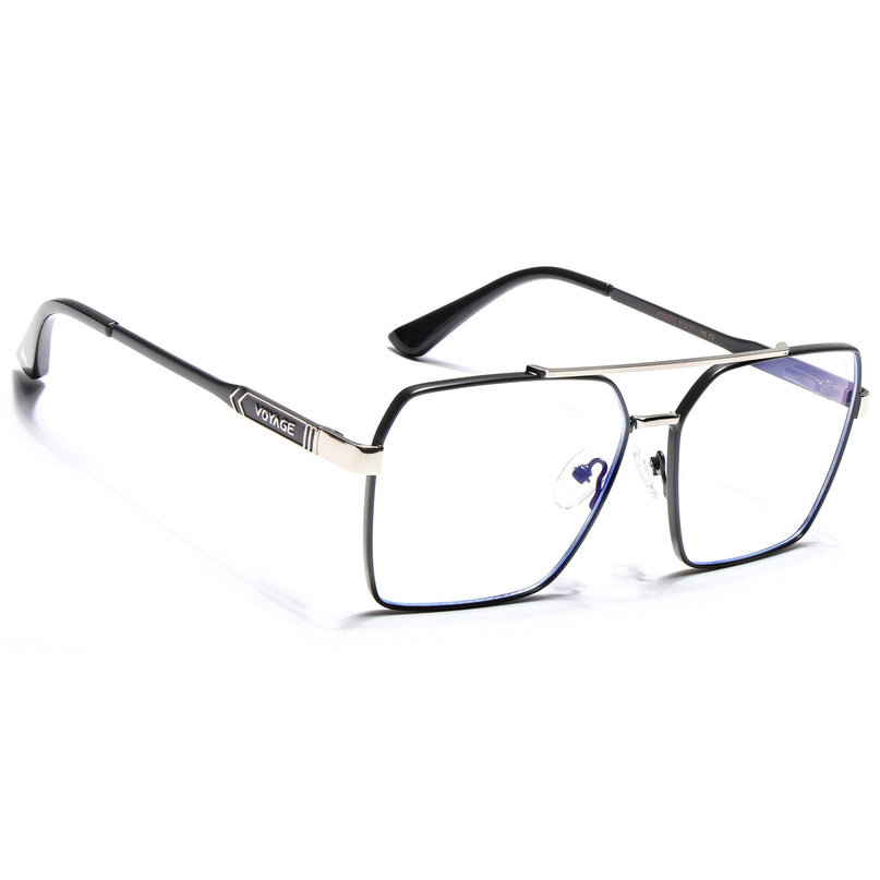 Voyage Exclusive Black & Silver Wayfarer Eyeglasses for Men & Women - MG5322-C3