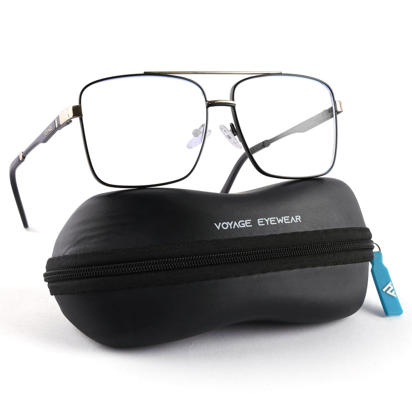 Voyage Exclusive Black & Golden Wayfarer Eyeglasses for Men & Women - MG5323-C1