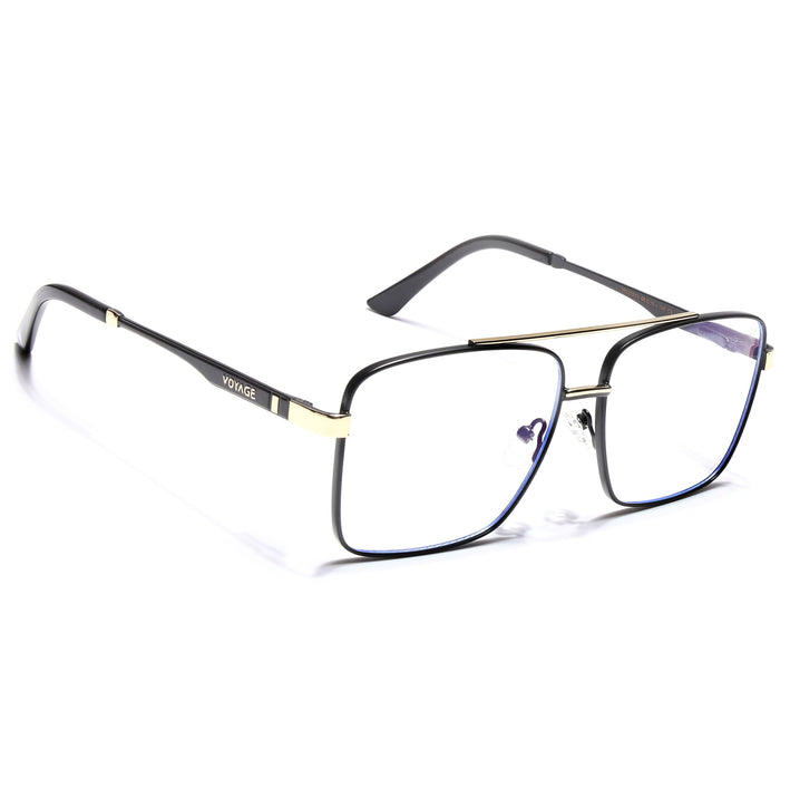 Voyage Exclusive Black & Golden Wayfarer Eyeglasses for Men & Women - MG5323-C1