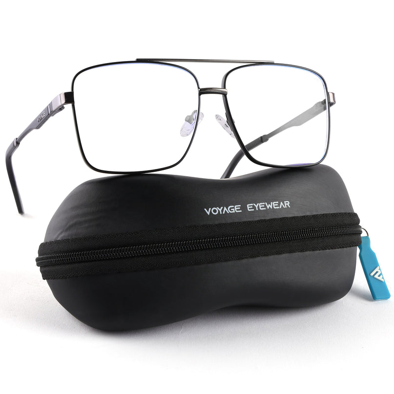 Voyage Exclusive Black & Grey Wayfarer Eyeglasses for Men & Women - MG5324-C2