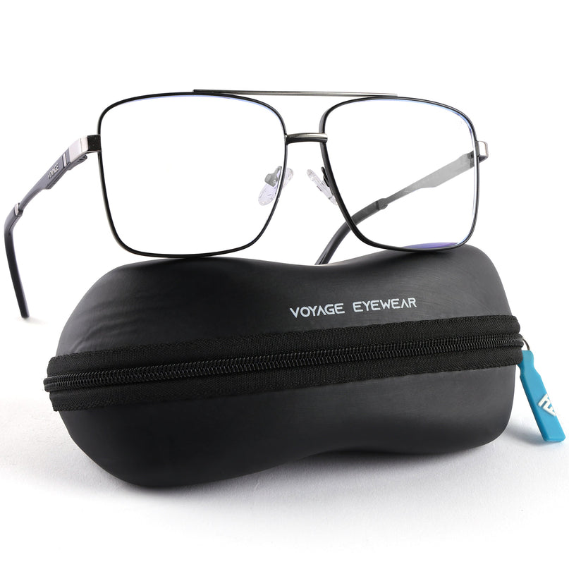 Voyage Exclusive Black & Silver Wayfarer Eyeglasses for Men & Women - MG5325-C3