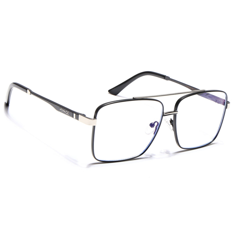 Voyage Exclusive Black & Silver Wayfarer Eyeglasses for Men & Women - MG5325-C3