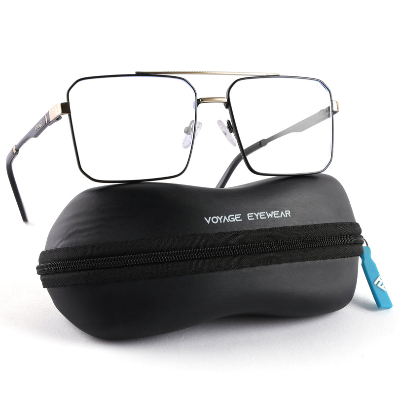Voyage Exclusive Black & Golden Wayfarer Eyeglasses for Men & Women - MG5326-C1