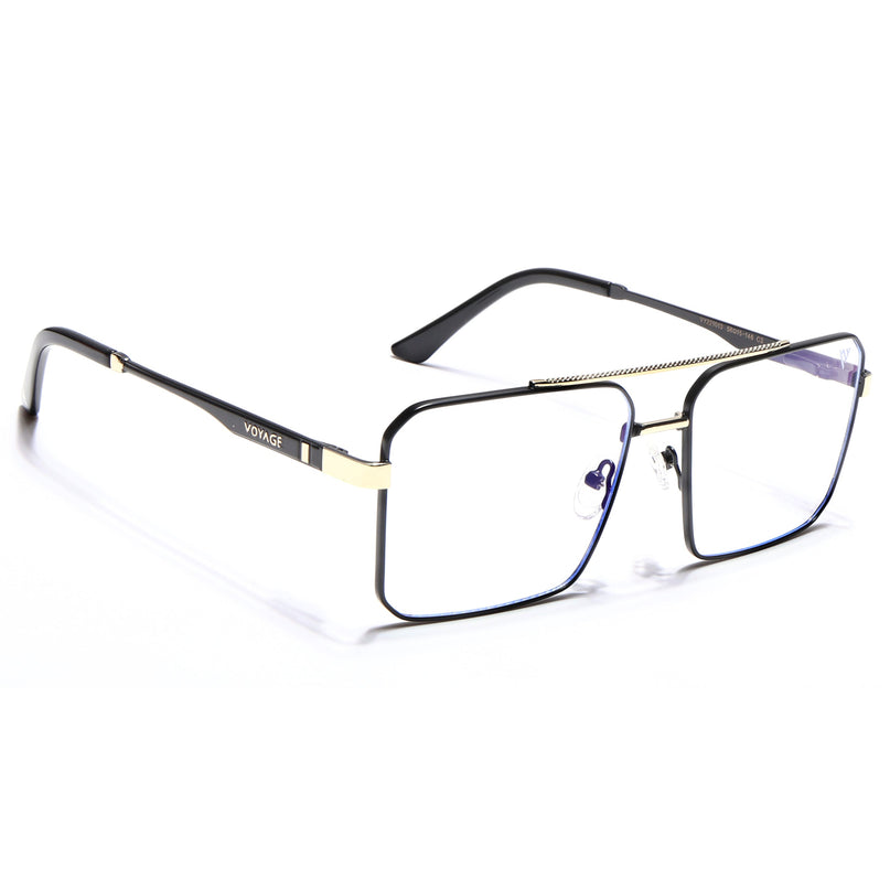 Voyage Exclusive Black & Golden Wayfarer Eyeglasses for Men & Women - MG5326-C1