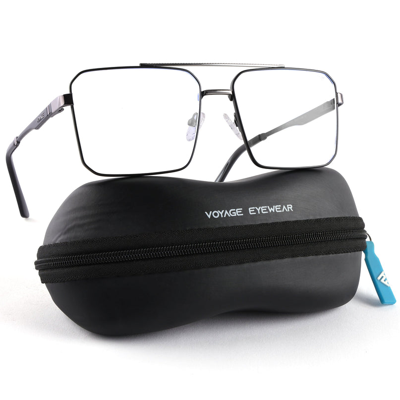 Voyage Exclusive Black & Grey Wayfarer Eyeglasses for Men & Women - MG5327-C2