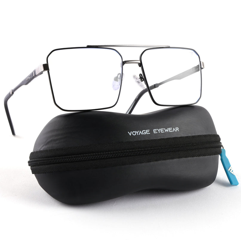 Voyage Exclusive Black & Silver Wayfarer Eyeglasses for Men & Women - MG5328-C3
