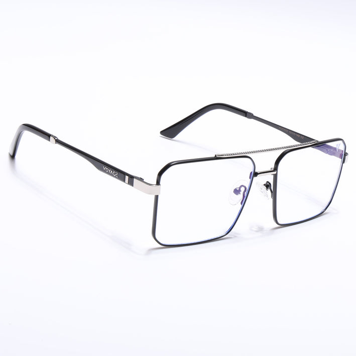 Voyage Exclusive Black & Silver Wayfarer Eyeglasses for Men & Women - MG5328-C3