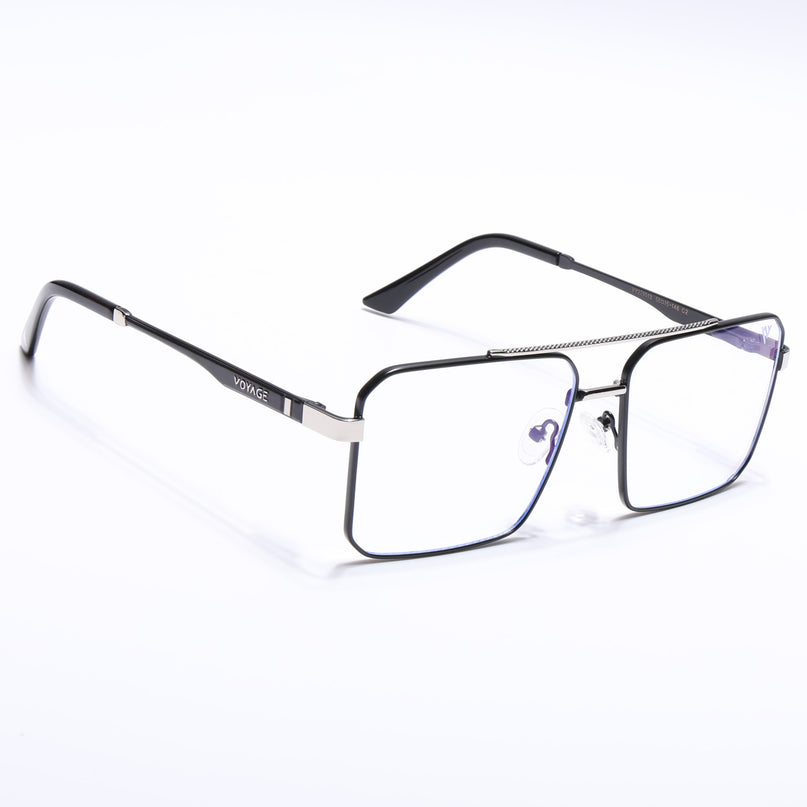 Voyage Exclusive Black & Silver Wayfarer Eyeglasses for Men & Women - MG5328-C3